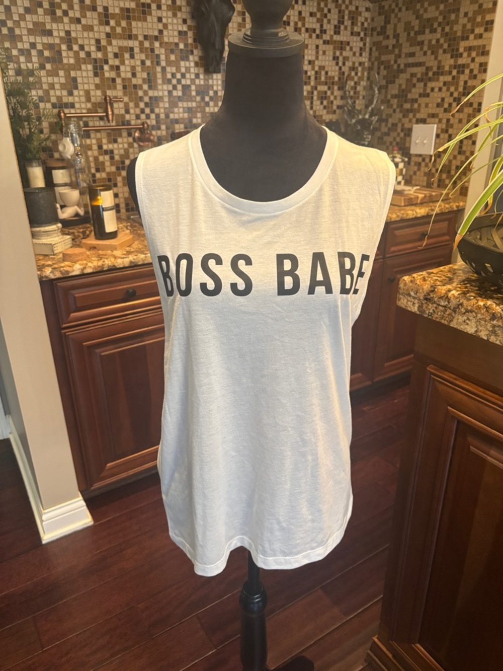 Next Level Apparel White Muscle Tee with 'BOSS BABE' Graphic